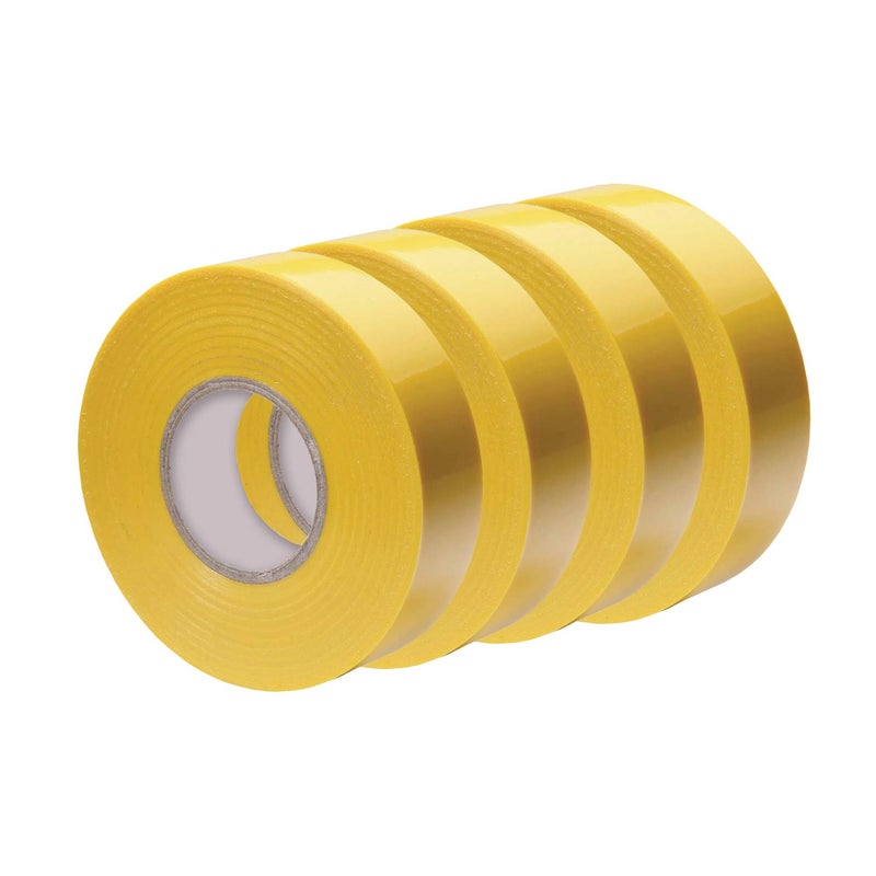 Xtricity Vinyl Yellow Electrical Tape 3/4 inch x 66 Ft for Electrical Insulation, Wire Bundling and DIY Repairs – Durable, Stretchy, General Purpose – Up to 600V (4 Pack) - Image 1