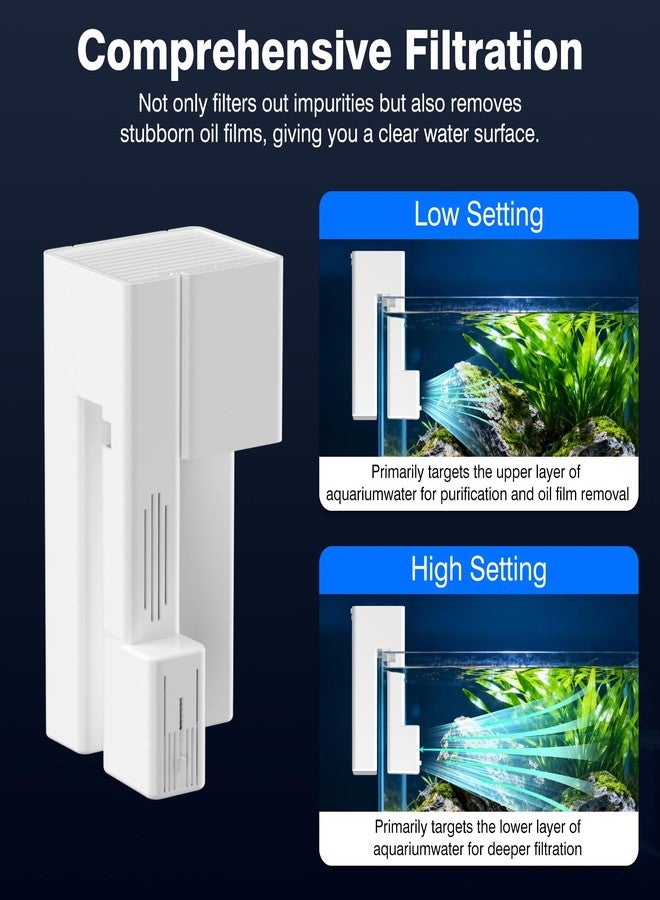 FKSC Hang On Back Aquarium Filter for 15 Gallons Fish Tanks, 3-Stage Multi-Stage Filtration with Surface Skimmer, Ultra Quiet HOB Power Waterfall Filter for Freshwater - Image 2