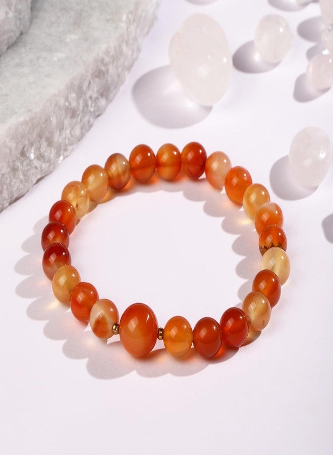 Chitshakti Certified Carnelian Bracelet | Natural Stone Beaded Bracelet for Confidence, Courage & Positive Vibes | Elastic Fit - Unisex | Return Gifts for Guests | 8mm - Image 2