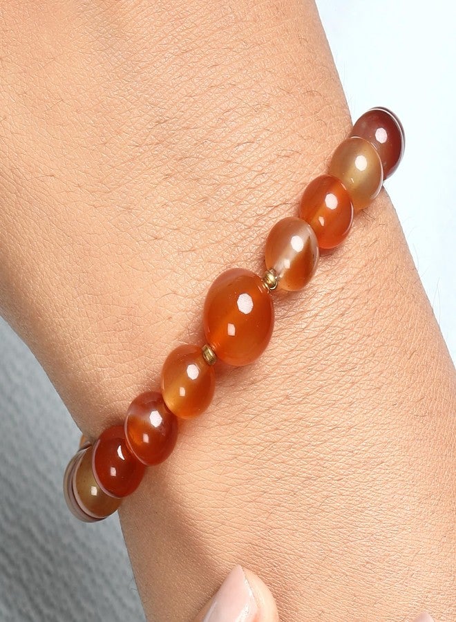 Chitshakti Certified Carnelian Bracelet | Natural Stone Beaded Bracelet for Confidence, Courage & Positive Vibes | Elastic Fit - Unisex | Return Gifts for Guests | 8mm - Image 3