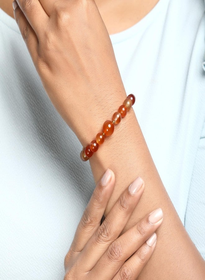 Chitshakti Certified Carnelian Bracelet | Natural Stone Beaded Bracelet for Confidence, Courage & Positive Vibes | Elastic Fit - Unisex | Return Gifts for Guests | 8mm - Image 4
