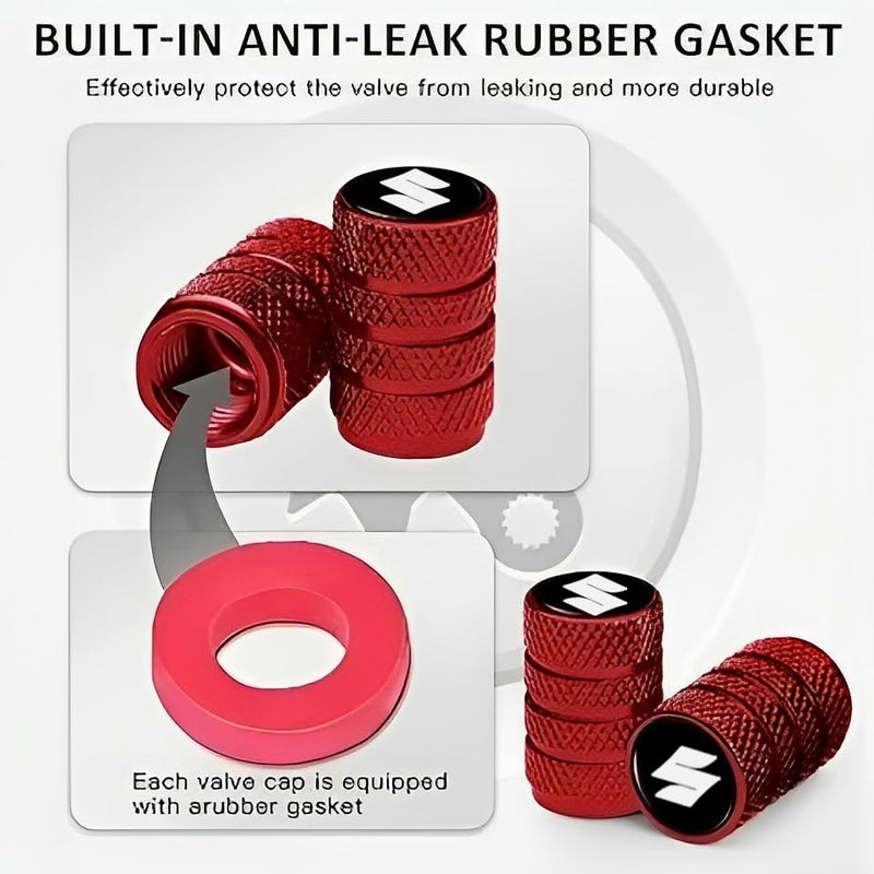Greenworld Premium Red Metal Car Tyre Valve Cap Air Cap Car Tyre Valve Stem Cap Air Covers with Logo - Image 5
