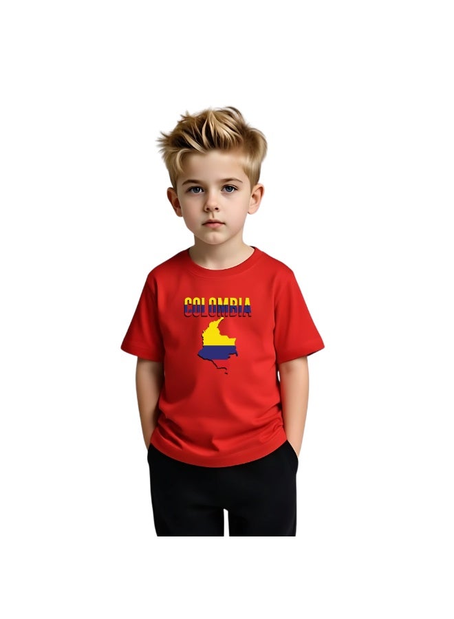 Colombia Kids Boys Tshirt - Round Neck Short Sleeve Cotton T-Shirt - Perfect for Young Colombian Explorer - Great Gift for Traveler - Image 1