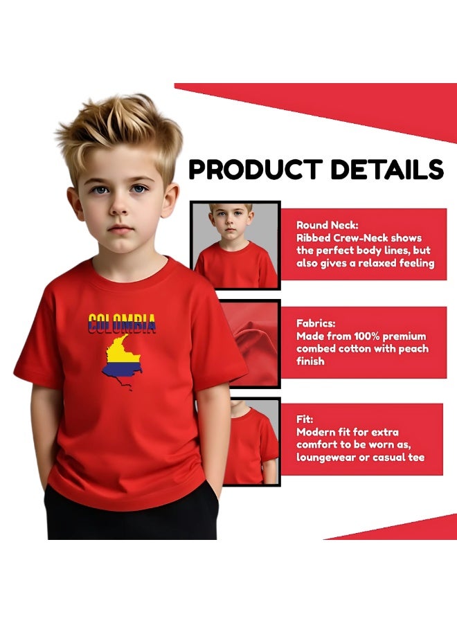 Colombia Kids Boys Tshirt - Round Neck Short Sleeve Cotton T-Shirt - Perfect for Young Colombian Explorer - Great Gift for Traveler - Image 4