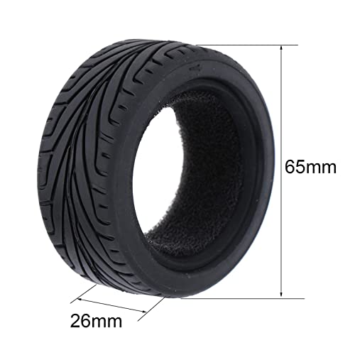 LAFEINA 1/10 RC On-Road Car Tyres, 65mm Rubber RC Tire for 1/10 HSP Tamiya HPI Kyosho RC On Road Run-flating Car (Black) - Image 2