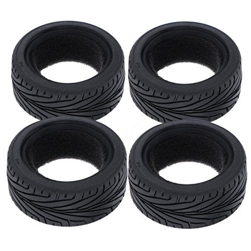 LAFEINA 1/10 RC On-Road Car Tyres, 65mm Rubber RC Tire for 1/10 HSP Tamiya HPI Kyosho RC On Road Run-flating Car (Black) - Image 4