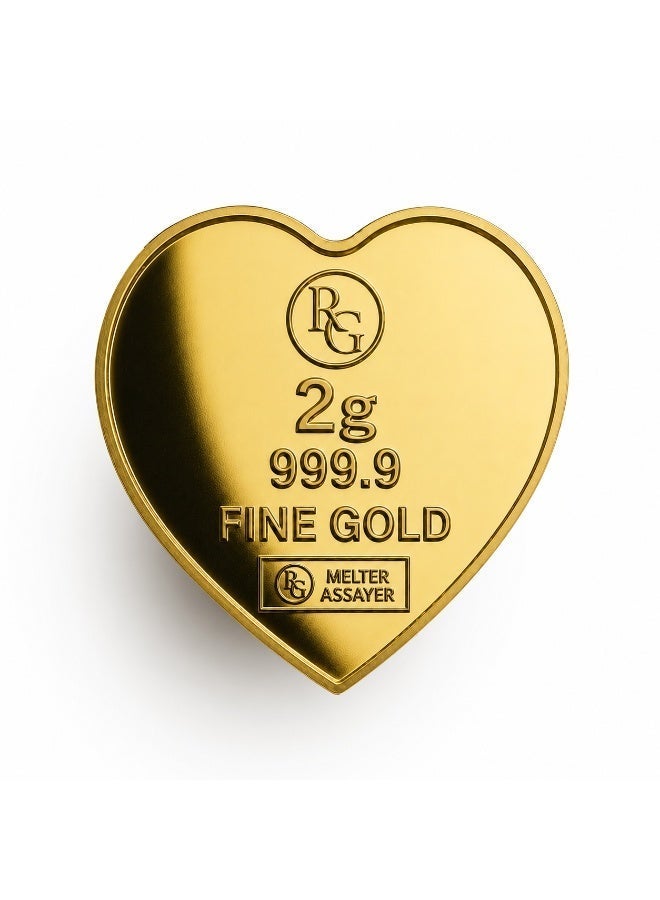 RG REFINERY Rafmoh Bullion 2 Grams 24k Gold Bar with Heart Design - 2 Grams Gold Bar 24KT 999.9 Purity - Image 3