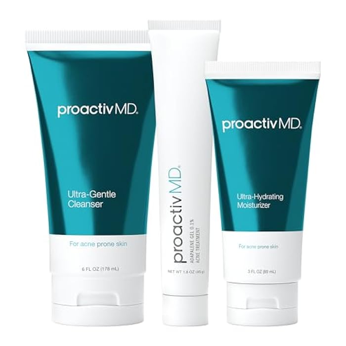 ProactivMD Adapalene Gel Acne Kit - with Adapalene Gel Acne Treatment, Green Tea Face Cleanser, and Moisturizer with Hyaluronic Acid- 90 Day Kit - Image 1