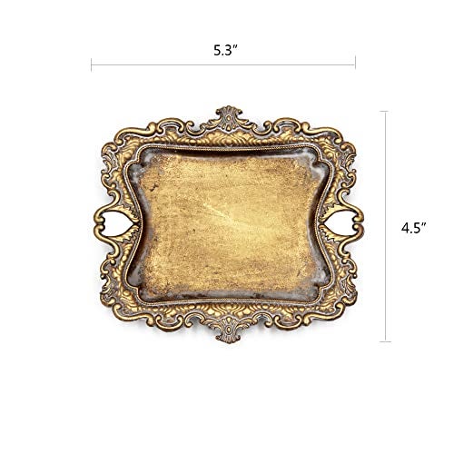 Tstarer Vintage Small Gold Ring Dish, Birthday & Wedding Gifts for Women，Wedding Ring Tray - 5.3 x 4.5 inches - Image 4