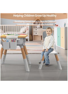 شو وو Kids Table and Chair Set, Wooden Table and Chair Set, Kids Study Table and Chairs Set, Adjustable Height, Waterproof and Graffiti Kid Table and Chair Set for Kids Arts Crafts Homework  Play  - Image 4