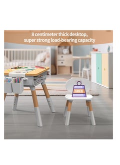 شو وو Kids Table and Chair Set, Wooden Table and Chair Set, Kids Study Table and Chairs Set, Adjustable Height, Waterproof and Graffiti Kid Table and Chair Set for Kids Arts Crafts Homework  Play  - Image 3