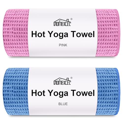 HOMEXCEL Hot Yoga Towels 2 Pack 265 x 72 NonSlip UltraAbsorbent Microfiber Yoga Mat Towels for Hot Yoga Pilates Exercise Fitness Bikram and Workout BluePink - Image 1