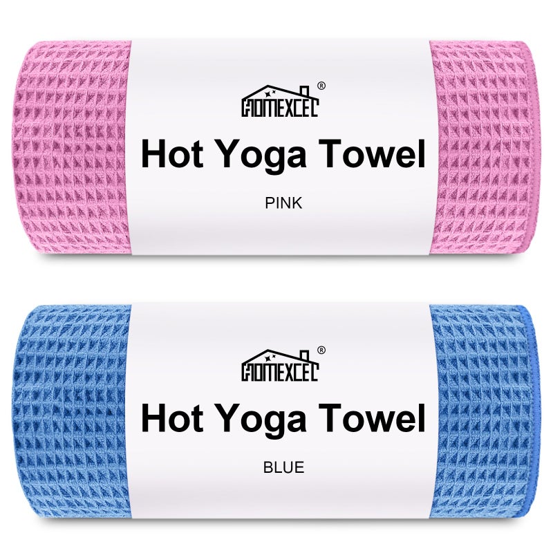 HOMEXCEL Hot Yoga Towels 2 Pack 265 x 72 NonSlip UltraAbsorbent Microfiber Yoga Mat Towels for Hot Yoga Pilates Exercise Fitness Bikram and Workout BluePink - Image 2