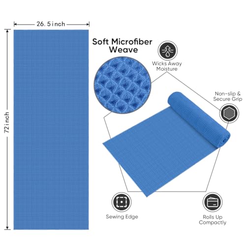 HOMEXCEL Hot Yoga Towels 2 Pack 265 x 72 NonSlip UltraAbsorbent Microfiber Yoga Mat Towels for Hot Yoga Pilates Exercise Fitness Bikram and Workout BluePink - Image 3