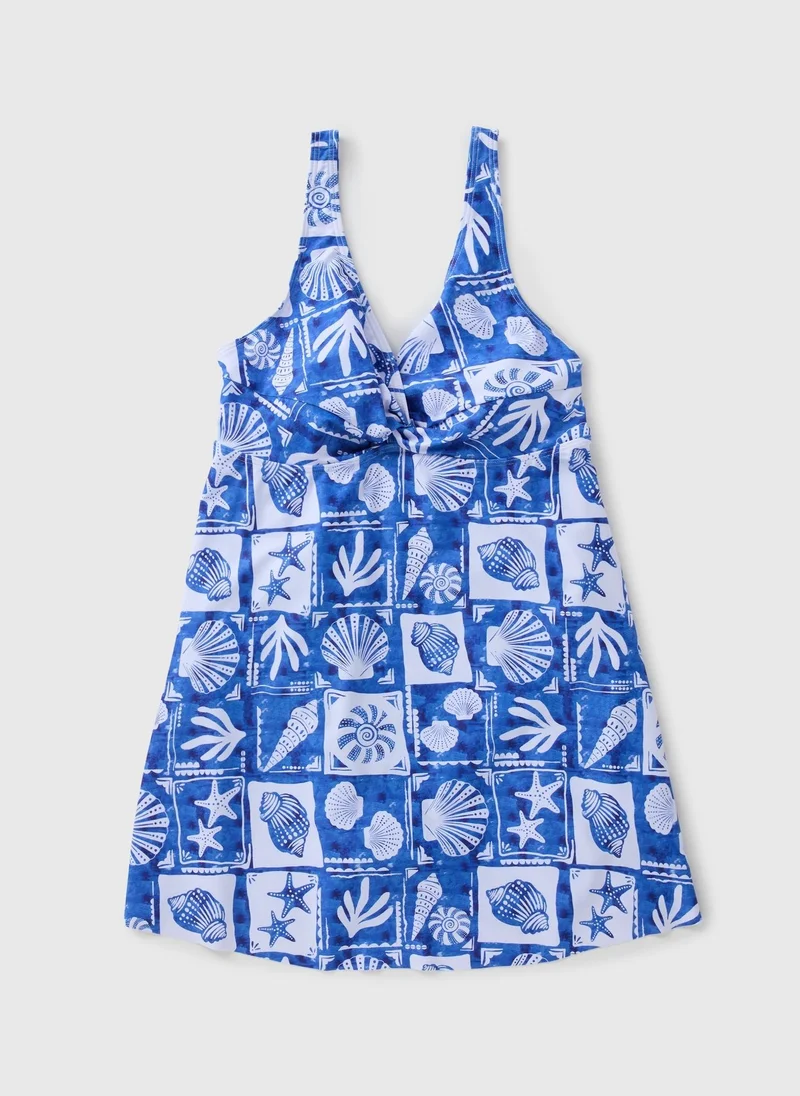 Matalan Blue Shell Tile Swim Dress