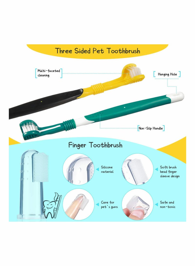 Complete Dog Dental Care Kit 7 Pieces with Stainless Steel Plaque Remover Toothbrushes and Finger Brush for Effective Teeth Cleaning - Image 3