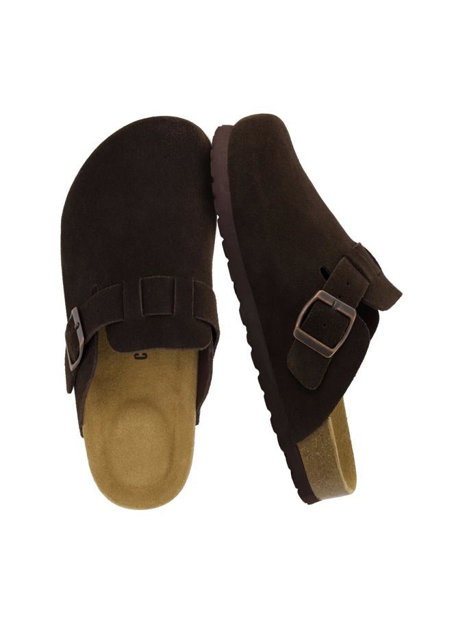 CUSHIONAIRE Hana - Genuine Leather Suede Classic Clog Womens Shoes - Slip On Mule Comfortable Shoes for Women, Chocolate, 9 - Image 1