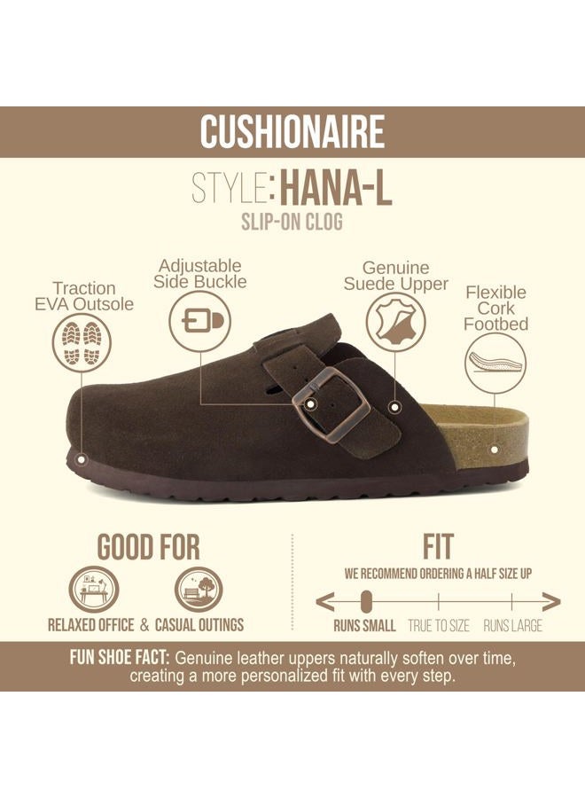 CUSHIONAIRE Hana - Genuine Leather Suede Classic Clog Womens Shoes - Slip On Mule Comfortable Shoes for Women, Chocolate, 9 - Image 4