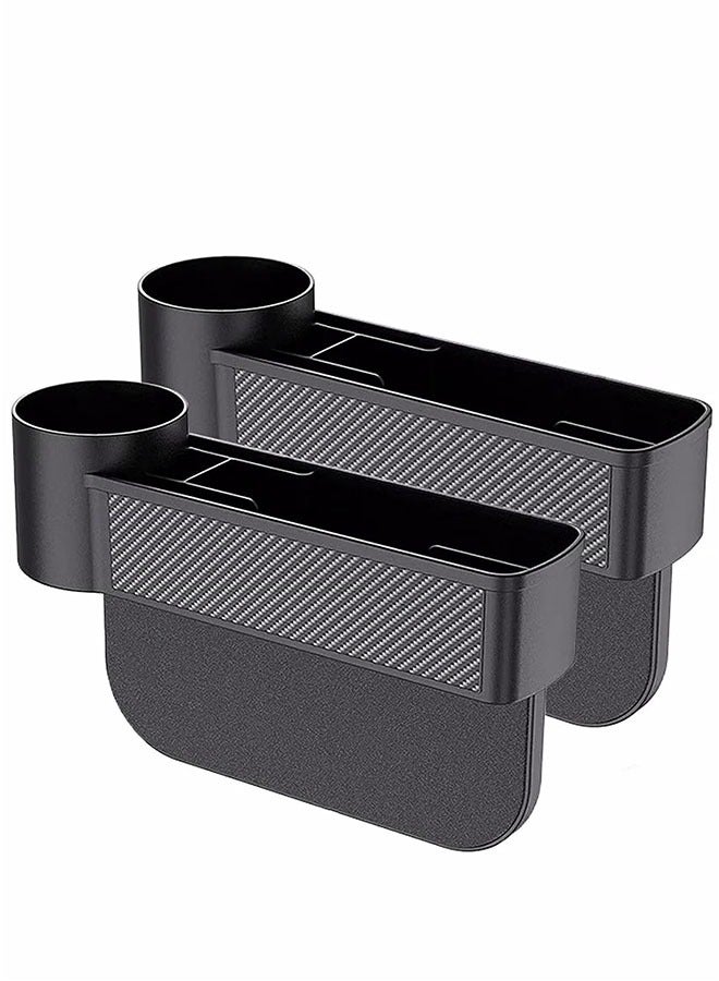 Generic Car Seat Gap Filler 2 Pack, Carbon Fiber Car Seat Organizer and Sunglass Holder for Car, Multifunction Car Accessories with Cup Holder  - Image 1