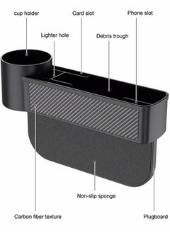 Generic Car Seat Gap Filler 2 Pack, Carbon Fiber Car Seat Organizer and Sunglass Holder for Car, Multifunction Car Accessories with Cup Holder  - Image 3