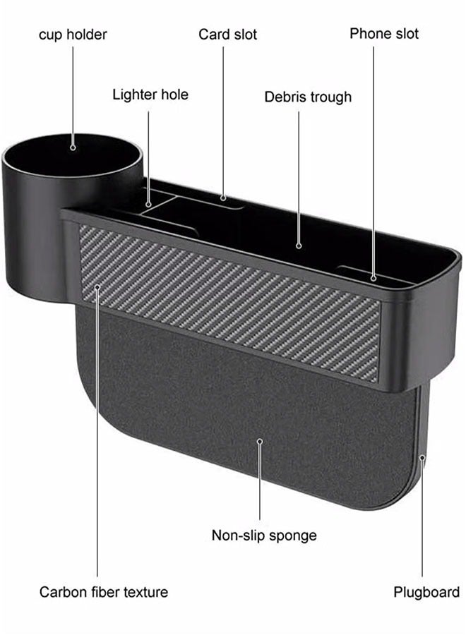 Generic Car Seat Gap Filler 2 Pack, Carbon Fiber Car Seat Organizer and Sunglass Holder for Car, Multifunction Car Accessories with Cup Holder  - Image 3