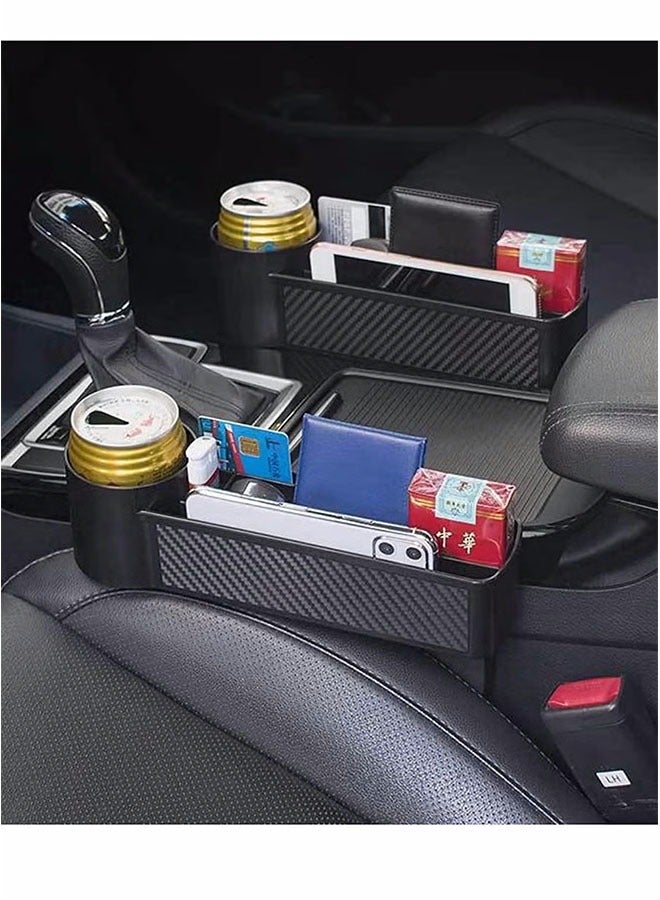 Generic Car Seat Gap Filler 2 Pack, Carbon Fiber Car Seat Organizer and Sunglass Holder for Car, Multifunction Car Accessories with Cup Holder  - Image 5