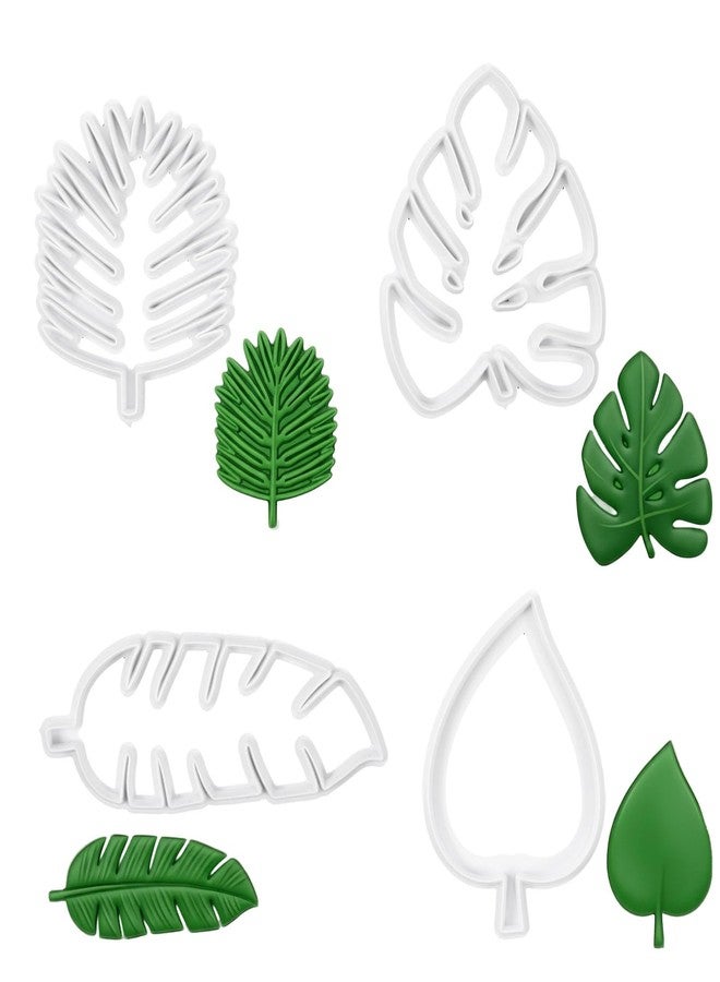 Shimmeroo 4Pcs Tropical Leaf Cookie Cutters, Fondant Cookie Molds for Cake Decoration, DIY Candy Baking Supplies - Image 1