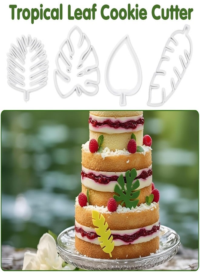 Shimmeroo 4Pcs Tropical Leaf Cookie Cutters, Fondant Cookie Molds for Cake Decoration, DIY Candy Baking Supplies - Image 3