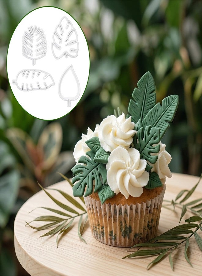 Shimmeroo 4Pcs Tropical Leaf Cookie Cutters, Fondant Cookie Molds for Cake Decoration, DIY Candy Baking Supplies - Image 4