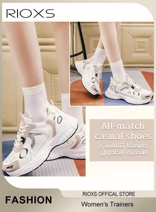 RIOXS Women's Athletic Shoes, Fashionable Lightweight Sports Shoes, Casual Sneakers with Breathable Upper, Non-Slip Sole Sneaker, Comfort Outdoor Fitness Shoes for Running Jogging Walking And Daily Wear, Lace-up Platform Sneaker, Ladies Athlesiure Trainers  - Image 4