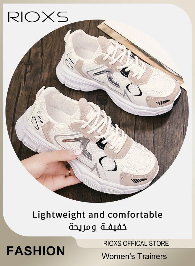 RIOXS Women's Athletic Shoes, Fashionable Lightweight Sports Shoes, Casual Sneakers with Breathable Upper, Non-Slip Sole Sneaker, Comfort Outdoor Fitness Shoes for Running Jogging Walking And Daily Wear, Lace-up Platform Sneaker, Ladies Athlesiure Trainers  - Image 5