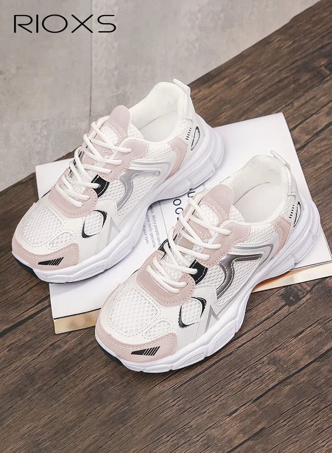 RIOXS Women's Chunky Platform Sneakers, Non-Slip Lightweight Lace-up Athletic Shoes for Ladies, Fashionable Sports Shoes Casual Sneakers with Breathable Upper, Comfort Outdoor Running Shoes Ladies Athlesiure Trainers for Hiking Jogging Walking and Daily Wear - Image 3