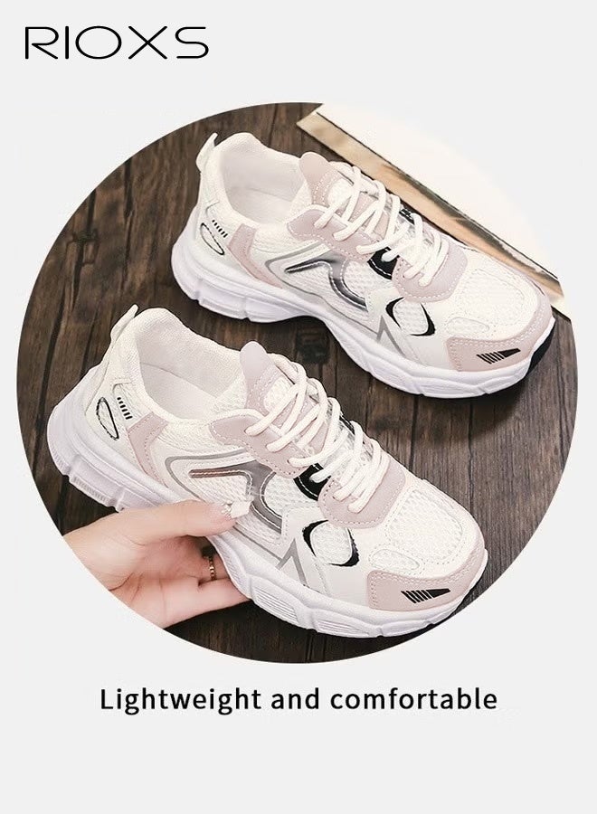 RIOXS Women's Chunky Platform Sneakers, Non-Slip Lightweight Lace-up Athletic Shoes for Ladies, Fashionable Sports Shoes Casual Sneakers with Breathable Upper, Comfort Outdoor Running Shoes Ladies Athlesiure Trainers for Hiking Jogging Walking and Daily Wear - Image 5