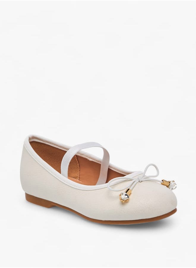 JUNIORS Girls Bow Accent Slip-On Ballerina Shoes With Elastic Strap  - Image 1
