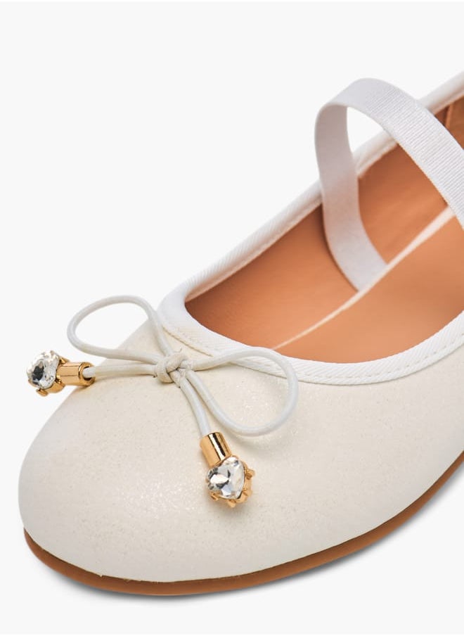 JUNIORS Girls Bow Accent Slip-On Ballerina Shoes With Elastic Strap  - Image 5