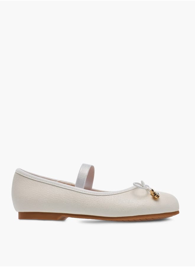 JUNIORS Girls Bow Accent Slip-On Ballerina Shoes With Elastic Strap  - Image 3