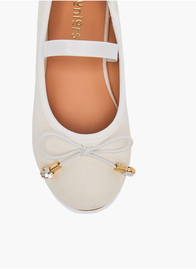 JUNIORS Girls Bow Accent Slip-On Ballerina Shoes With Elastic Strap  - Image 4