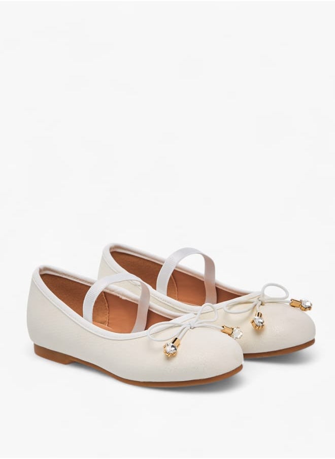 JUNIORS Girls Bow Accent Slip-On Ballerina Shoes With Elastic Strap  - Image 2