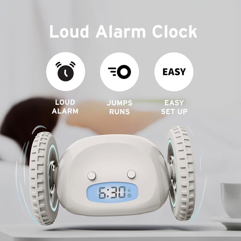 CLOCKY Extra Loud Alarm Clock for Heavy Sleepers on Wheels Rolls Runs Away Vibrating, Easy to Set Super Smart Snooze Digital Bed Shaker Alarm Clock Funny Gift for Adults Kids Teens Bedrooms (Mist) - Image 3