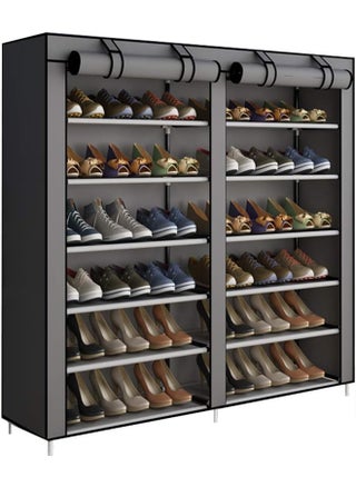 Double-Row Multi-Level Shelves Non-Woven Shoe Rack Storage Rack, Waterproof And Dustproof, Gray - pzsku/Z2FB8B011E6F18724B663Z/45/1751266307/93e205cf-5b45-4d2a-9173-8385ccd3dece