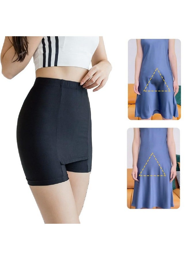 HSR - HSR Double-Layer Front Crotch Ice Silk Safety Shorts,Women Seamless Safety Pants for Matching Skirts Dresses (XL, Black) - Image 1