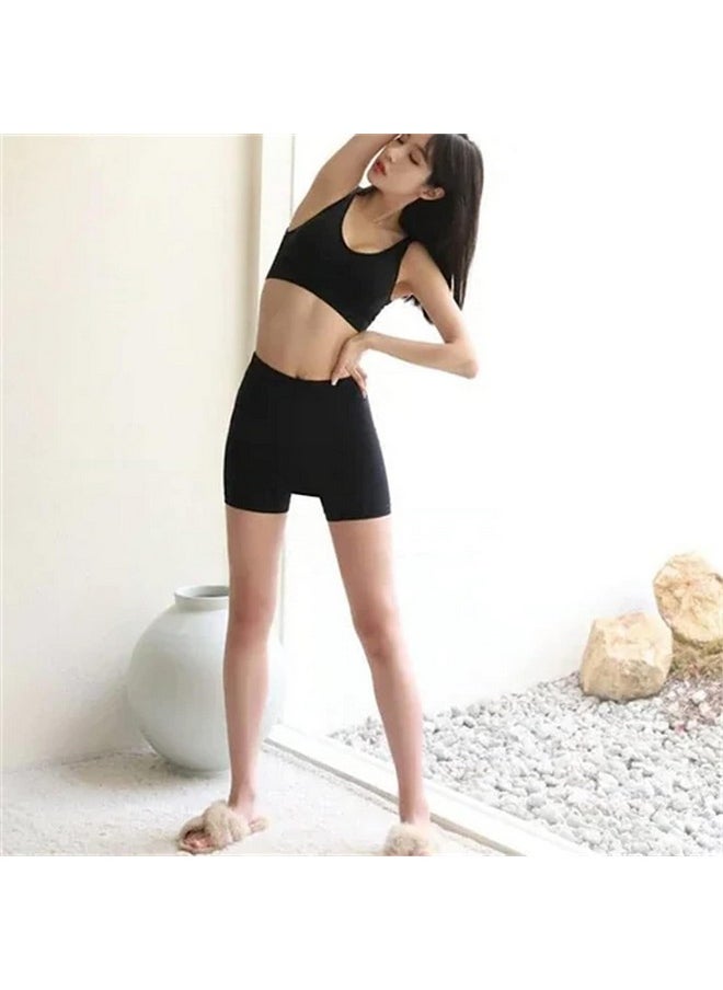 HSR - HSR Double-Layer Front Crotch Ice Silk Safety Shorts,Women Seamless Safety Pants for Matching Skirts Dresses (XL, Black) - Image 1