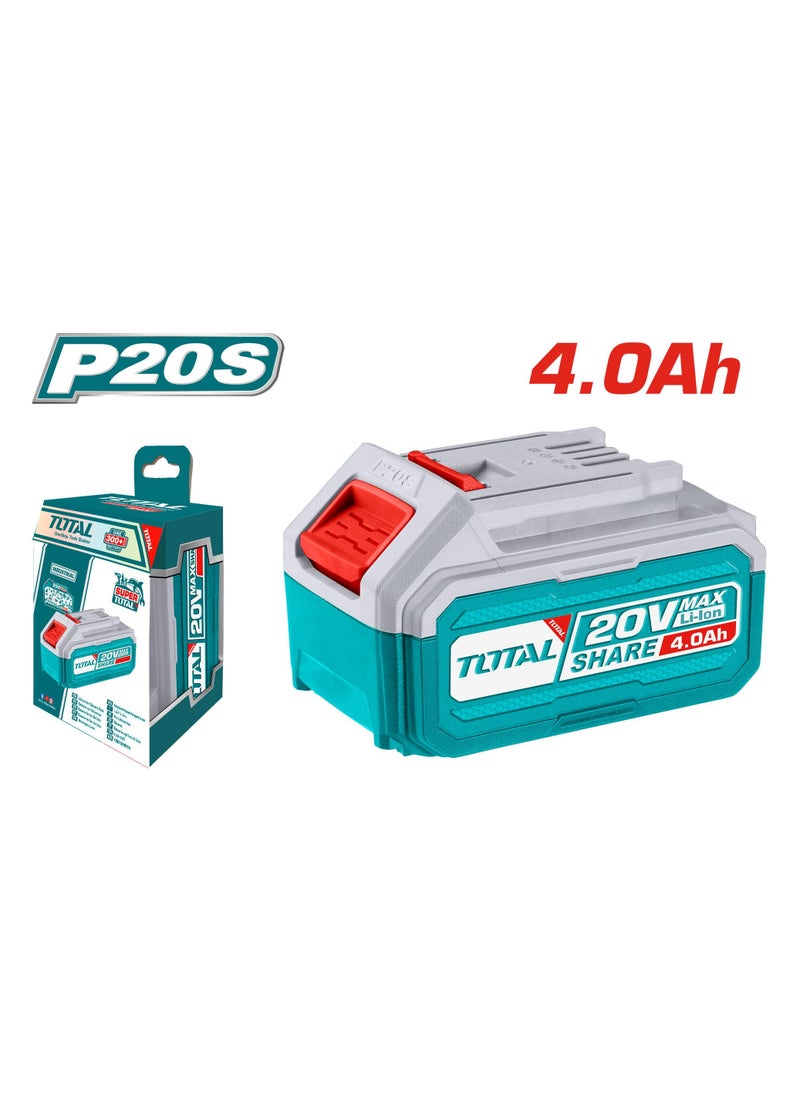 TOTAL Total 20V Lithium-Ion 4.0Ah Battery Pack with LED Indicator | Compatible with P20S Tools | Universal 20V Battery for Multiple Tools  - Image 1