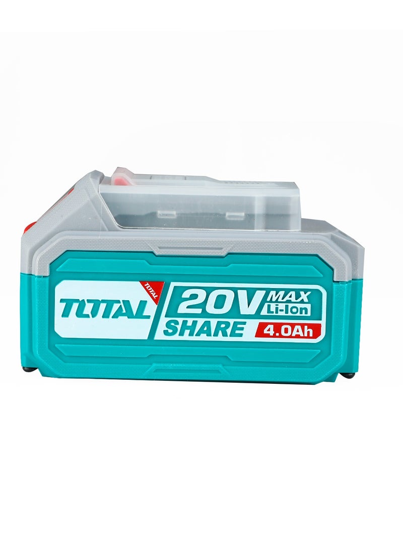 TOTAL Total 20V Lithium-Ion 4.0Ah Battery Pack with LED Indicator | Compatible with P20S Tools | Universal 20V Battery for Multiple Tools  - Image 3