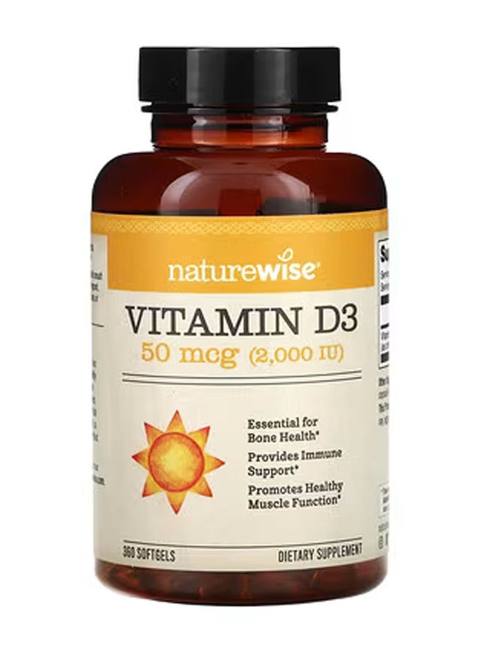 NatureWise vitamin d3 50mcg 2000 iu - 360 softgels - Image 1