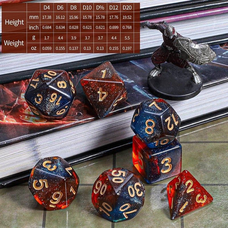 CiaraQ DND Polyhedral Dice Set with a Black Dice Bag for D&D RPG MTG Role Playing Table Games - Image 3
