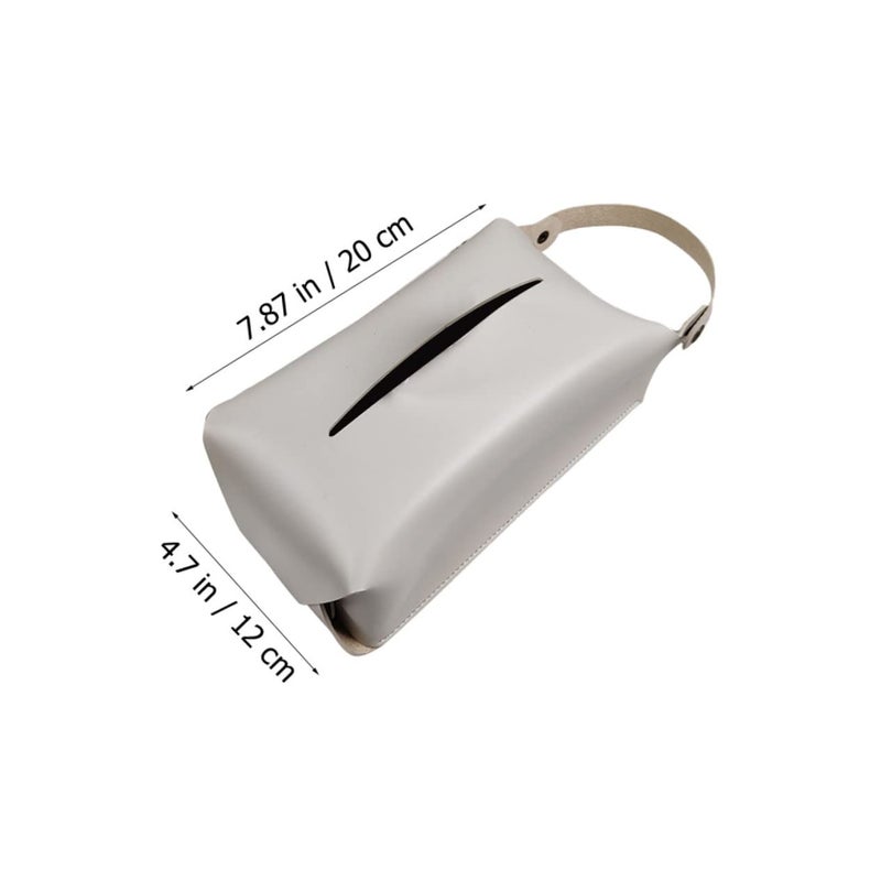 Beige Leather Tissue Box Hanging Napkin Holder For Home Office And Car Easy Insert Design - Image 3