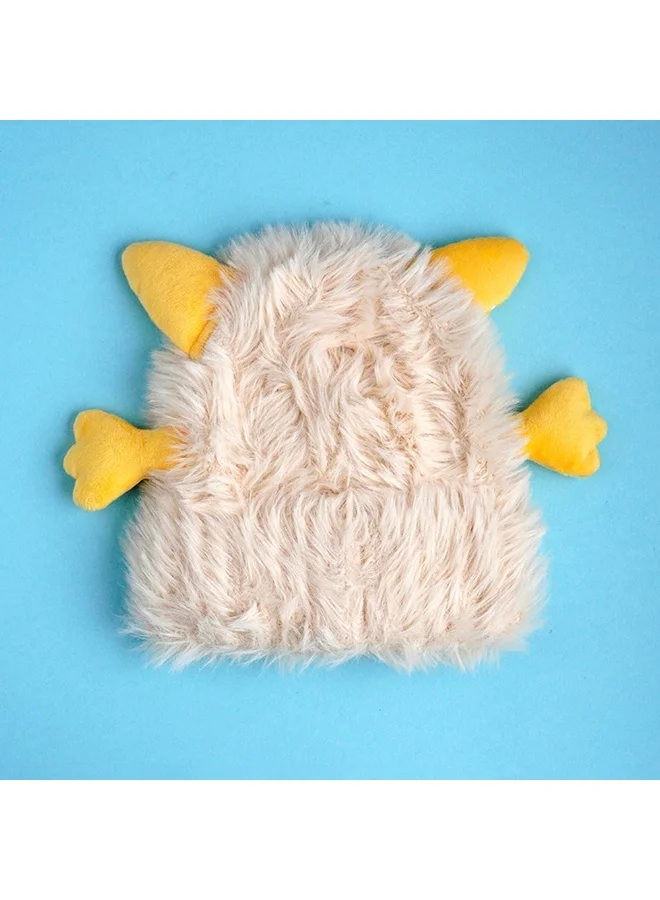 LITTLE SURPRISE BOX Cream Furry Monster 3D Style Winter Cap/Beanie For Kids