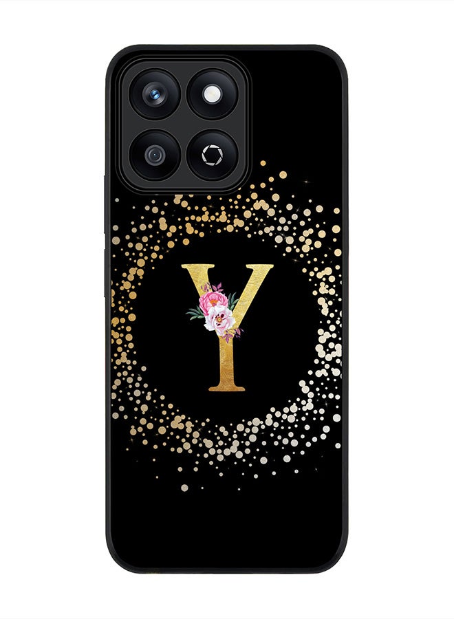 Stylizedd For Honor X7c 4G Case,Slim fit Camera Protection, Shockproof Thin Phone cover  - Custom Monogram Floral - Y ( Black ) - Image 1