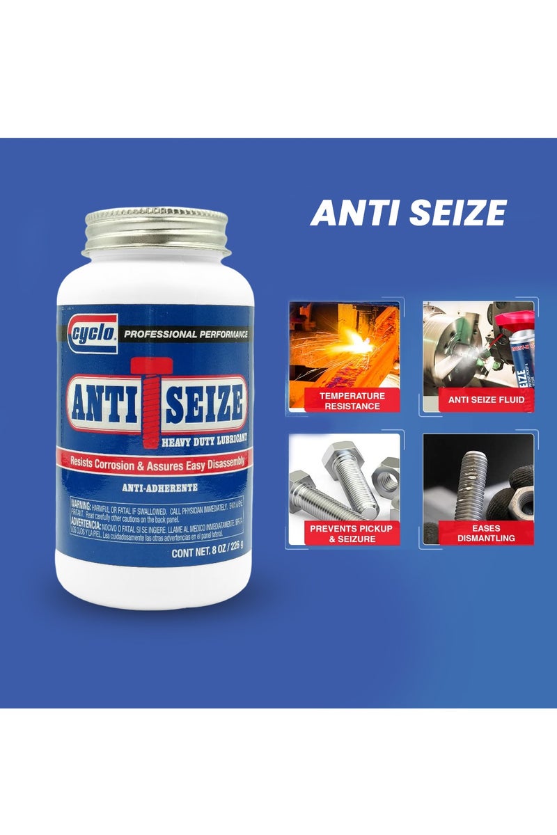 Cyclo Anti Seize Heavy Duty Lubricant 8oz 226g – Prevents Galling Seizing Corrosion – Assures Easy Disassembly – High Temp Resistant Blend of Aluminum Copper Graphite – For Automotive Marine Industrial Use - Image 2